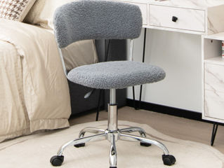 Scaun de birou pivotant din blană artificială, reglabil pe înălțime foto 1