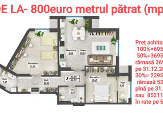 Apartament cu 2 camere, 70 m², Centru, Hîncești foto 11