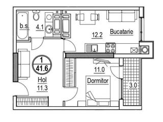 Apartament cu 1 cameră, 41 m², Râșcani, Chișinău foto 2