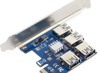 PCI-E 1 to 4 PCI-E Adapter Riser Card to External 4 PCI-E USB3.0. foto 1