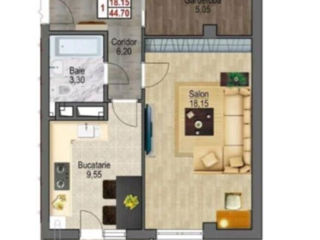 Apartament cu 1 cameră, 45 m², Ciocana, Chișinău foto 2