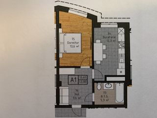 Apartament cu 1 cameră, 41 m², Periferie, Ialoveni foto 7