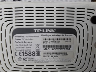 Продам роутеры WI-FI TP-LIINK б/У.цена-150 лей TL-WR741ND-150Mbps. foto 3
