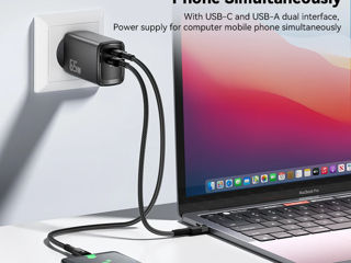 Зарядка для ноутбука  и телефонов Зарядное устройство, Essager, 65 Вт, USB, USB-C, PD, QC, GaN foto 6