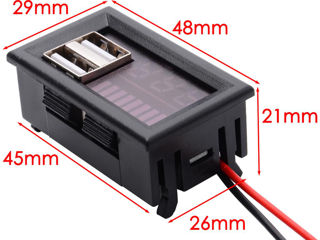 Светодиодный 3.5-12-24-36-60 v. Индикатор емкости батареи с 2 USB портами для зарядки. foto 5