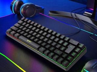 Проводная игровая мини-клавиатура HXSJ V200 K68 RGB Streamer foto 4