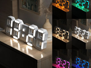 Часы-Мультиколор 10 режимов-Хамелеон=3D=LED с пультом. Показывают температуру в комнате. foto 1