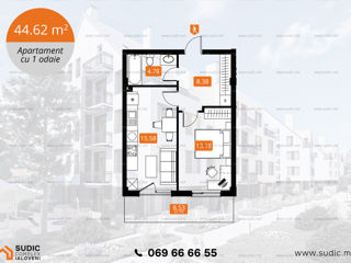 Apartament cu 1 cameră, 45 m², Centru, Ialoveni foto 3