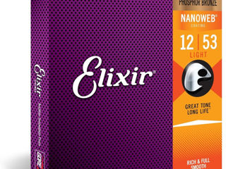 Набор струн для акустической гитары Elixir 16052, 12–53 Light, Phosphor Bronze, nanoweb | MusicShop фото 0