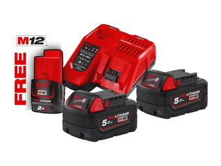 Set incarcator+2 acumulatoare / энергокомплект milawukee 5 ah m18nrg-502 nrg 4933459217 foto 2