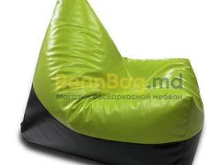 BeanBag Piramida XL din Ecopiele culoare verde foto 4