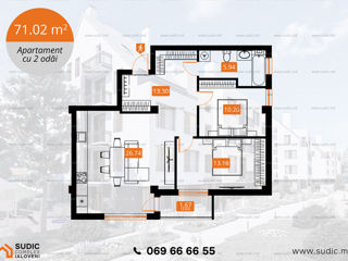 Apartament cu 2 camere, 72 m², Centru, Ialoveni foto 3