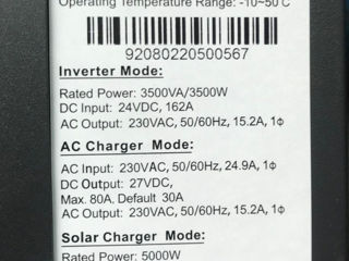 Invertor solar monofazat 3.5 kw 24v Off grid 5000w Nou foto 4
