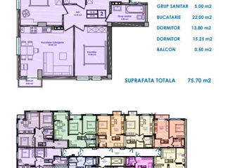 Apartament cu 2 camere, 76 m², Durlești, Chișinău foto 2