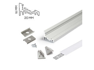 Profil din aluminiu de colt CORNER 10 pentru banda LED - anodizat 2m - set complet Profilul LED de c