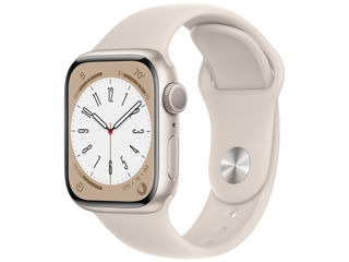 Apple Watch Series 8 GPS, 41mm Starlight Aluminium Case with Starlight Sport Band, MNP63