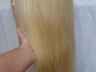 Cap manechin blond 60-65cm bogat, sintetic. foto 1