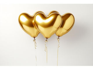 Шарики золотые в форме сердца (сдутые, 5")