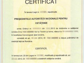 Acte RO, Buletin RO, Pasaport RO, Permis RO, Certificat RO foto 3