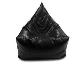 BeanBag Piramida XL din Ecopiele culoare neagra foto 1