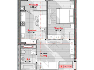 Apartament cu 1 cameră, 46 m², Ciocana, Chișinău foto 6