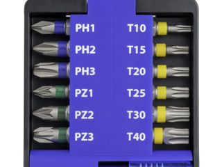 Наборы насадок-бит PH, PZ, Т Set biti cu prelungitor magnetic foto 2
