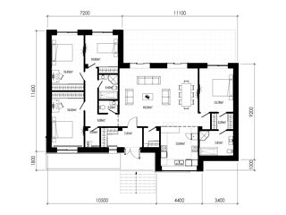 Casă de locuit individuală cu 1 nivel / parter / stil modern / 3D / proiecte / renovari / 152.5m2 foto 4