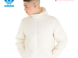 Adidas Originals Jachetă puf căptușită cu glugă pentru bărbați Wonder White