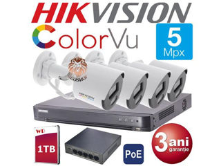 Hikvision 5 Megapixeli Microfon Color Vu Ds-2Cd1057G0-Luf Set camere video