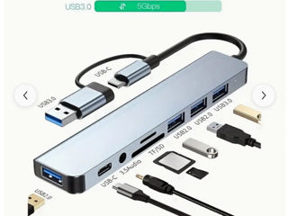 Универсальный концентратор с интерфейсами USB и Type C устройство чтения карт Micro SD/TF foto 2