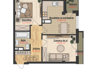 Grăbiți-vă ultimele 2 apartamente disponibile cu 2 odăi separate și living de 55,08m2 foto 9