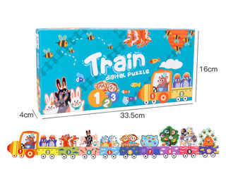 Set puzzle din lemn educative tren, animale si trafic/ развивающая деревянная игрушка монтессори foto 7