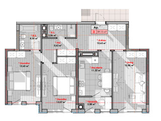 Apartament cu 3 camere, 89 m², Centru, Chișinău foto 3