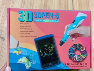 Набор 3D ручка с планшетом для рисования, ножницами, защитой пальцев 3DPen Kit Violet + 200м пластик