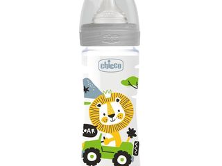 Biberon Din Plastic Chicco Cu Tetina Din Silicon, 250 Ml Boy foto 1