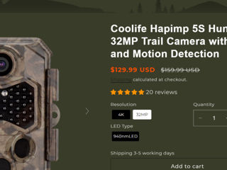 Coolife Hapimp 5S Hunting Camera 4K 32MP следящая камера с ночным видением и обнаружением движения foto 3