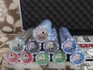 Set de poker покерный набор на 500 фишек в кейсе c номиналом foto 2
