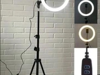 Кольцевая лампа/Лампа для визажиста 30см с держателем телефона и штативом 2,1 метра foto 9