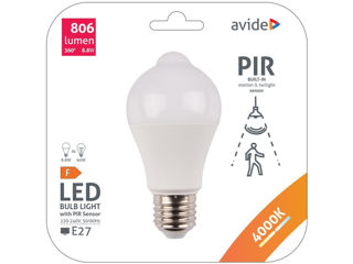 Lampa LED cu senzor de miscare Avide ASG27NW-8.8W-PIR pentru prize E27 si forme A60, culoare alb neu foto 3