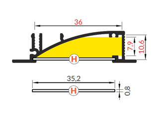 Profil din aluminiu LED încastrat FLAT8 din aluminiu neanodizat 23*132*2000 mm Profil LED încastrat foto 3