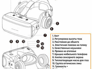 VR Очки для смартфона, с джойстиком, и наушниками. Ochelari VR pentru smartphone, cu joystick foto 6