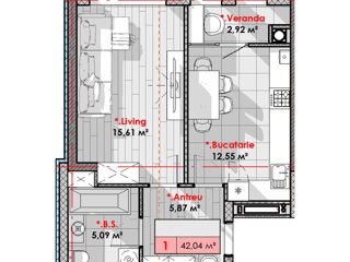 Apartament cu 1 cameră, 41 m², Centru, Chișinău foto 5