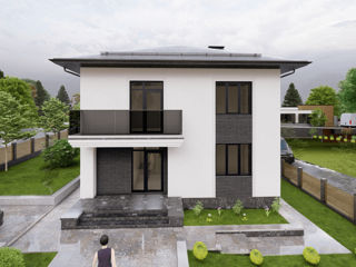 Casă de locuit individuală cu 2 niveluri / P+E / 115.4m2 / stil modern / arhitect / proiecte