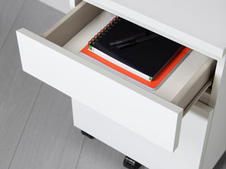 Comodă pentru oficiu minimalistă IKEA (Alb) cu rotile foto 2