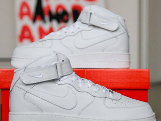 Nike Air Force 1 High White Unisex cu blana / с мехом