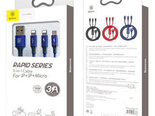 Cablu USB 3 in 1 Micro + Lightning + Type-C 3A. Livrarea gratuita in toata tara foto 3