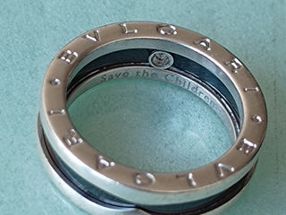 Bvlgari/Bulgari save the children 925 silver & black ceramic band ring Size 57 and 50 foto 6