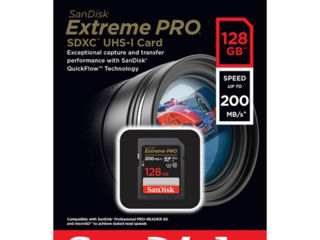 SanDisk 128 GB / 256 GB SDXC, Extreme Pro 200mb/s, Noi in cutie ! Originale ! Garanție! foto 1