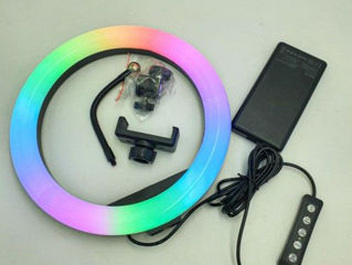 Lampa circulara RGB / Кольцевая лампа RGB 33 cm + штатив 2 м. foto 3
