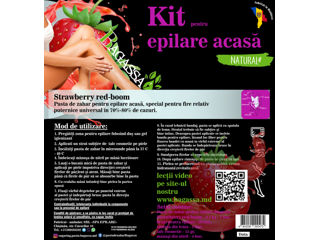 Kit pentru epilare acasa Bagassa medium Capsuna400 gr foto 3